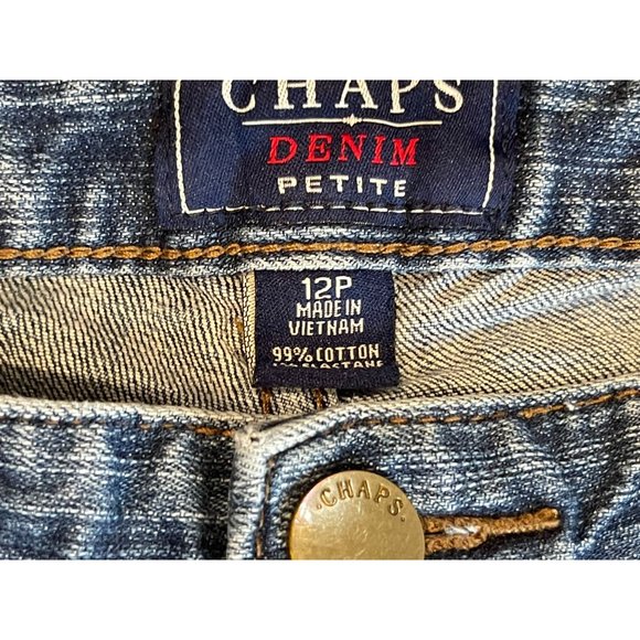 Chaps Women's Jeans Straight Leg Denim Cotton High Rise Five Pockets Blue SZ 12P - Picture 8 of 9
